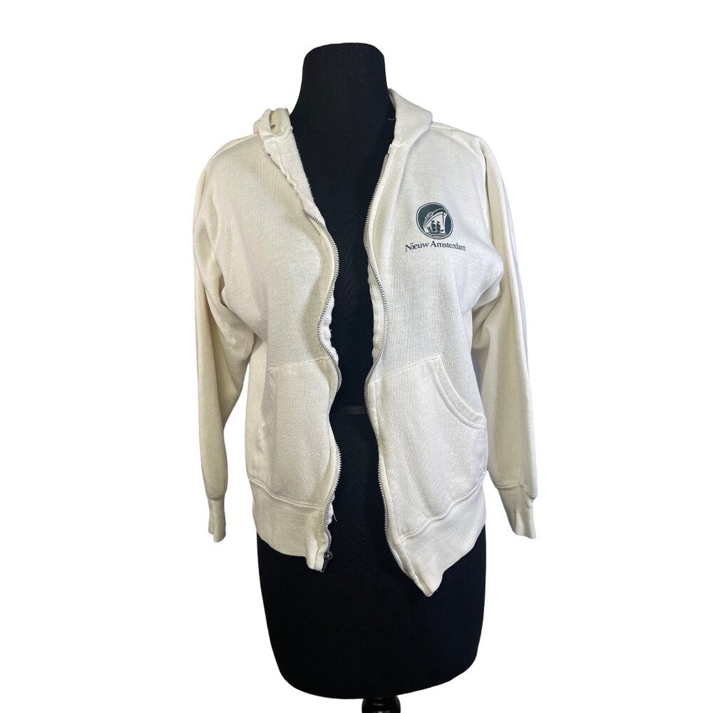Nieuw Amsterdam Womens Full-Zip Beige Hoodie Medium Cotton Blend Casual